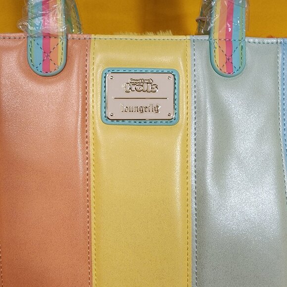 Loungefly X Good Luck Trolls Classic Trolls Plush Glitter Tote Crossbody Bag NEW - Picture 8 of 13